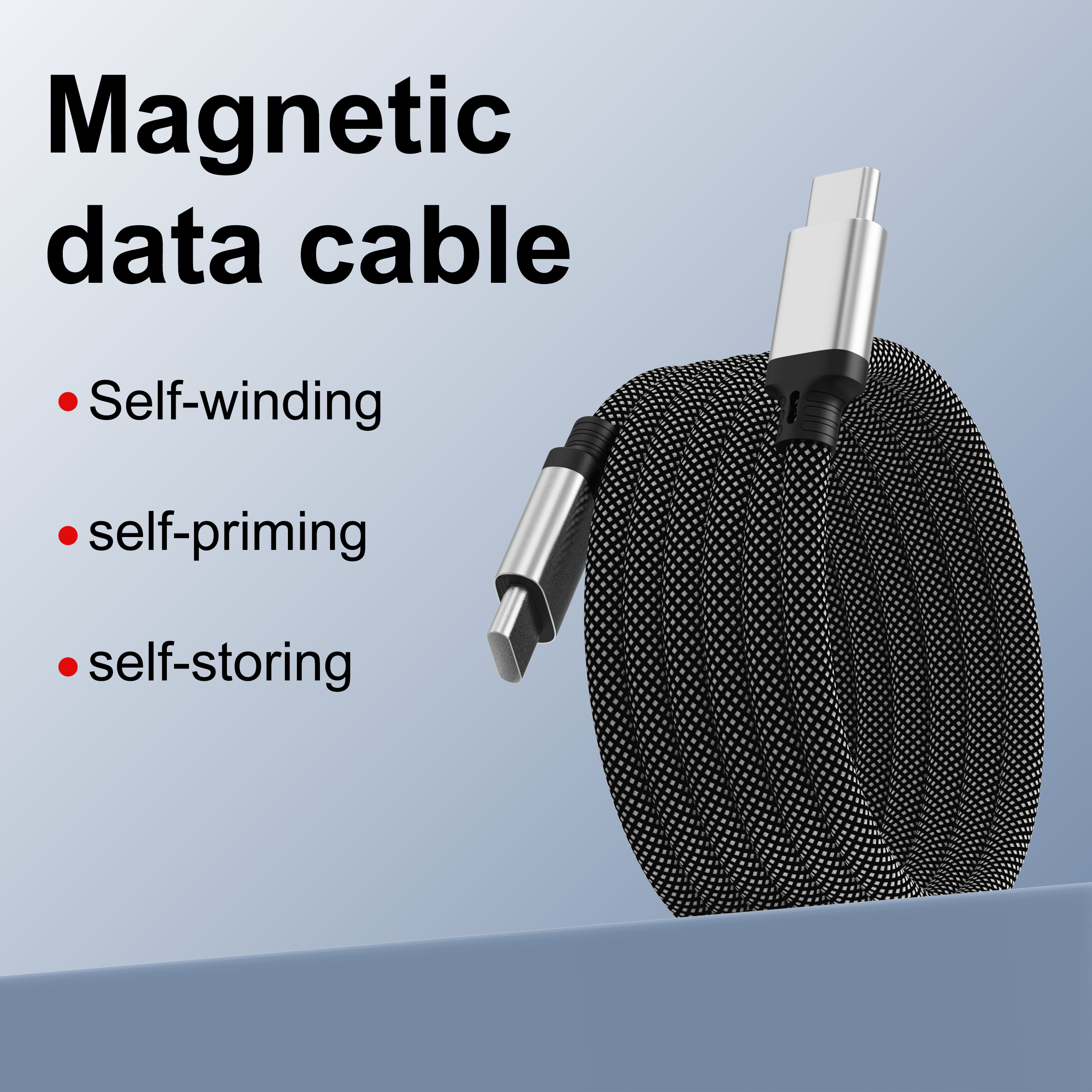 WISESIR Magnetic Self Winding Type C to Type C PD 60W 3A Fast Charging USB Data Cable - Image 2