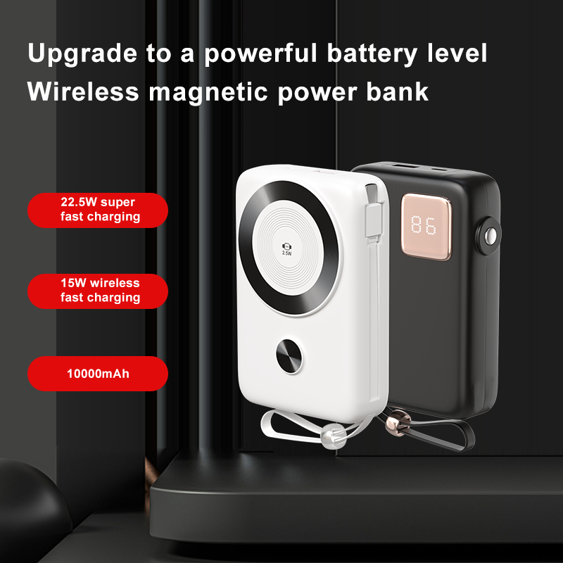 WISESIR High Quality Mobile Phone Magnetic Wireless Power Bank 10000mAh Fast Charging With Built in Cable - Image 3