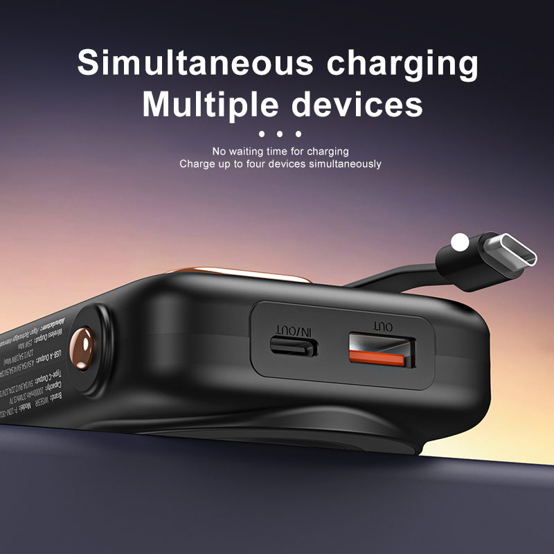 WISESIR High Quality Mobile Phone Magnetic Wireless Power Bank 10000mAh Fast Charging With Built in Cable - Image 4