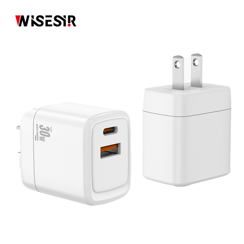 WISESIR Dual Port USB C Charger PD 30W Quick Charge QC 3.0 Fast Wall Charger Adapter