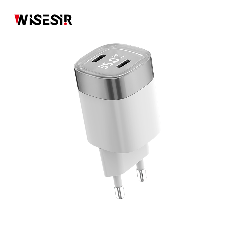 WISESIR 35W Digital Display Dual USB Port Charger Block, USB Type C Charger Fast Charging Power Adapter