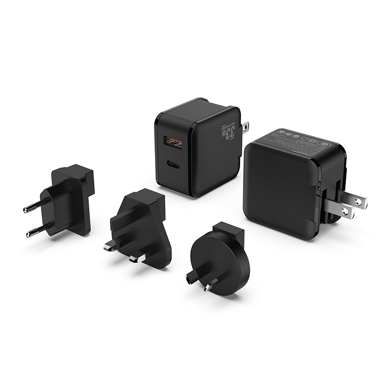 WISESIR EU US UK Fast Charging USB C 33W Travel Adapter Multiport GaN Wall Charger - Image 5